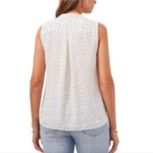 BRAND NEW JONES NEW YORK SIGNATURE SLEEVELESS V-NECK POLKA-DOT WOMEN"S BLOUSE